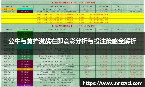 公牛与黄蜂激战在即竞彩分析与投注策略全解析